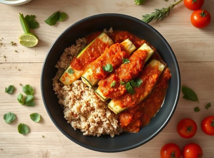 Tinga de pollo con arroz integral